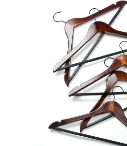 wooden hangers for cleaned clothes